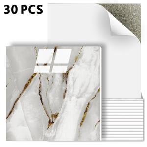 TEMU 30pcs 현대 자체 접착 마블 효과 벽 스티커, 방수 PVC, 껍질 및 절단 가능, 현대 스타일, 주방 및 욕실 장식, 벽 걸이 아트, 실내 사용, 거실 장식
