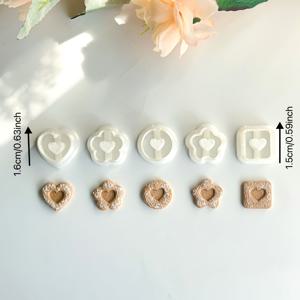TEMU 5pcs 하트 모양 폴리머 클레이 몰드 세트, 데이 시리즈 소형 귀걸이 몰드, 내구성 있는 플라스틱 공예 도구, DIY 귀걸이 및 펜던트, 보석 제작 도구 사용