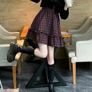 TEMU 여성용 레드와 블랙 체크무늬 드레스, 블랙 긴팔 재킷, 캐미솔 드레스, 투피스 세트, 귀엽고 달콤한 스타일
