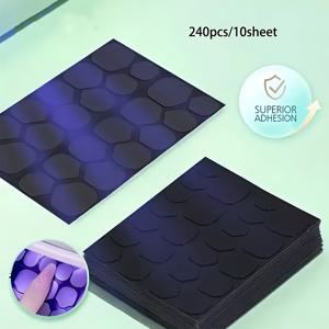 TEMU 업그레이드된 블랙 필름 16X 경화 네일 랩 10장(240개), 강력한 양면 네일 스티커, 젤 같은 양면 네일 데칼, 통기성 필름, DIY 네일 아트|젤네일
