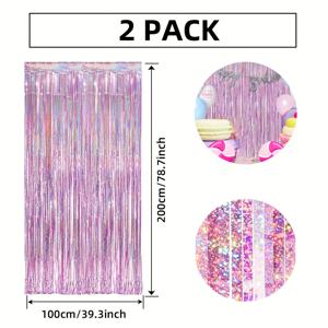 TEMU 2개 핑크 메탈릭 태슬 배너 - 반짝이는 보라 & 핑크 파티 스트리머, 사진 배경, 단일 파티 및 즐거운 테마 장식용, 파티 장식 | 반짝이는 스트리머 | 반사 질감, 파티 장식 용품