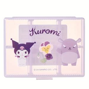 TEMU MINISO 6-구획 보석 상자, 클래식 스타일, 플라스틱, 직사각형, 테이블 탑 마운팅, 습기 방지, 휴대용, 귀걸이용, 산리오 캐릭터 시리즈 - 헬로 키티, 쿠로미, 신나모롤용, 보석 상자