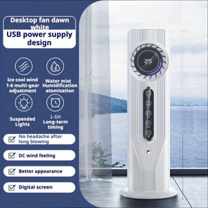 TEMU 휴대용 USB 데스크탑 에어컨, 6단계 조절 팬, 아이스 미스트 가습기, 타이머 기능 및 조용한 작동 - 사무실, 침실 및 야외 캠핑에 이상적 - 완벽한 계절 선물|이동식에어컨|타이머|휴대용에어컨