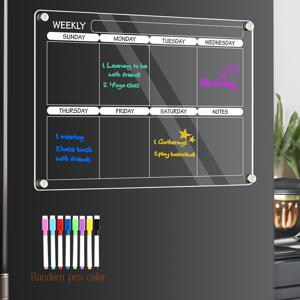 TEMU 【투명 디자인】냉장고용 자석 아크릴 식사 계획기 & 주간 캘린더 보드 - 펜 포함, 투명 드라이 이레이즈 메뉴 정리함, 할 일 목록, 식료품 및 쇼핑 맵 섹션, 주방 냉장고 사용에 완벽|달력|지도|달력