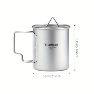 TEMU 티아르티산 200ml-750ml 1개 순수 티타늄 접이식 핸들 머그 컵 보관 가방 포함, 초경량 휴대용 캠핑 싱글 레이어 찻잔 뚜껑 포함, 음료 커피 컵, 야외 소풍 하이킹 백팩 여행에 적합|커피