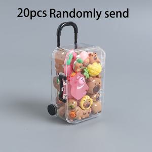 TEMU 21개 세트 [20종류 카피바라 + 1개 수트케이스] 색다른 재미있는 빛나는 귀여운 만화 카피바라 보석 펜던트, DIY 공예, 폰 케이스, 헤어 액세서리, 귀걸이, 열쇠고리, 수지 DIY 액세서리, 배터리 없이 빛나는
