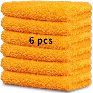 TEMU 6pcs 자동차 세부 및 가정 청소용 초박형 파이버 타월 - 초 흡수성, 고품질 긴 풀 클로스, 애완 동물 건조, 연마 및 먼지 제거에 이상적, 자동차 관리 타월|초 흡수성 타월|소프트 파이버 재질