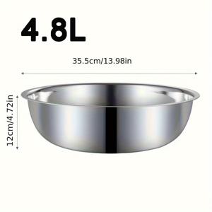 TEMU 스테인리스 스틸 혼합용기/여과기 - 4.8L 대용량, 다기능 주방 도구, 요리, 베이킹, 준비, 세척, 과일 도우에 적합 - 전원 필요 없음, 가정, 학교, 할로윈, 크리스마스 용품에 적합, 베이킹용 혼합용기