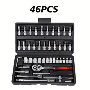 TEMU 216/46pcs 상급 크롬 반니듐 스틸 자동차 메카닉 도구 키트 - 고토크 렌치 세트, 자동차, 자전거 및 유지 보수용 초경량