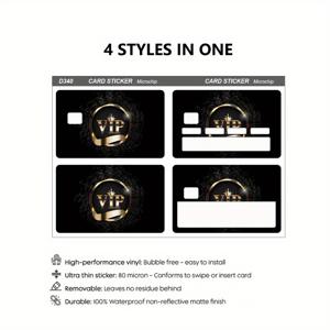 TEMU 고급스러운 VIP 패턴 스티커, 블랙 & 골드 , 4가지 독특한 디자인, PVC 소재로 제작된 내구성 있는 프라이버시 스티커, 신용카드, 통행증, 체크카드, 열쇠 등에 적합, 은행 카드를 보호하며 파티 선물 및 휴일 선물로 이상적|카드스티커