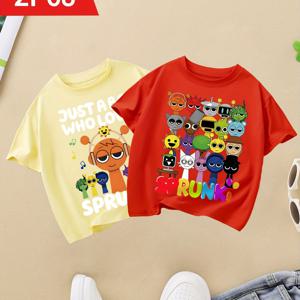 TEMU 2pcs 귀여운 만화 프린트 어린이 티셔츠 - 