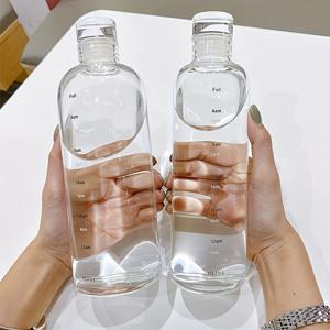 TEMU 1개의 타임 마크가 있는 500ml/700ml 투명 누수 방지 스포츠 물병, 16.91oz/23.67oz 튼튼한 PC 소재, 깨지지 않고, BPA 프리 플립 캡 포함