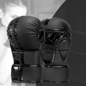 TEMU FIVING 블랙 MMA 장갑, 오픈 팔 스파링 및 그랱플링 미트 - 남성 및 여성 마술 예술, 복싱, 무에타이, 킥복싱에 이상적 - 충격 방지 기능이 있는 내구성 있는 전투 스포츠 장갑