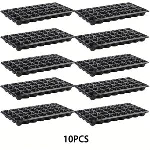 TEMU 10개 클래식 체크무늬 PVC 발아 트레이, 32개의 구멍, 내구성 있는 싹 트레이, 배수 구멍, 꽃, 콩, 채소에 재사용 가능 - 발아, 씨앗 시작, 성장에 이상적, 싹 트레이 | 클래식 그리드 패턴 | 내구성 있는 플라스틱 트레이