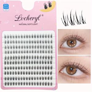 TEMU 180개 Lvcheryl DIY 속눈썹 연장 키트 - 자연스러운 한국 스타일, 혼합 길이 11-13mm, 볼륨감 있는 C-컬, 초박형 0.07D, 초보자용 & 재사용 가능, 일상 및 특별한 날용, 특별한 날 속눈썹|드라마틱 속눈썹|부드러운 속눈썹 섬유, 속눈썹 연장 용품|DIY