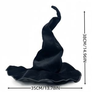 TEMU 검은 벨벳 마녀 모자, 마녀 머리 장식, 사악한 마녀 모자 - 검은색 할로윈 파티 - 의상 파티, 역할극, 축제 파티, 야외 활동에 적합