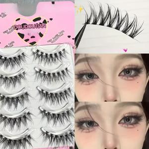 TEMU 다우두티안 가짜 속눈썹 익스텐션 DIY 자연스러운 크로스 스타일, 0.03mm 두께, C 컬, 혼합 길이 10-12mm, 투명 스템, 초보자를 위한 가벼운 피쉬테일 디자인 - 멀티팩