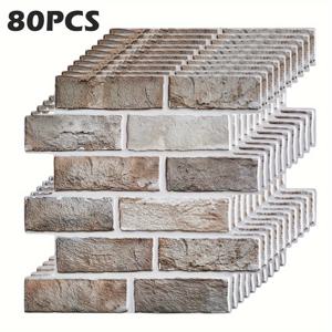 TEMU 10/40/80pcs 3D 스테레오 벽 스티커 크리스마스 장식 벽지 창의적인 벽지 벽지 시뮬레이션 타일 스티커 방수 및 방습 홈 리노베이션 벽 스티커 욕실 침실 주방 거실 배경 벽 복도 30*30Cm/11.8*11.8Inch에 적합합니다.