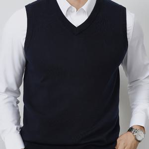 TEMU 1pc 남성 캐주얼 V넥 단색 컬러 니트 슬리브리스 스웨터 베스트 - 폴리에스테르 풀오버 스프링/가을용 약간의 신축성이 있는 - 스키니 핏 니트 탱크 탑 ​​​​(봄/가을)