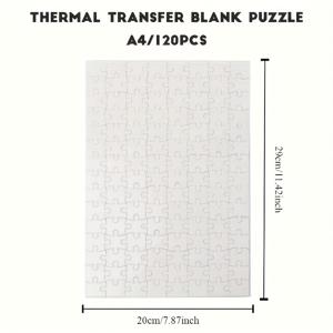 TEMU 5개 열전사 프레스 공예, A4 120개 빈 퍼즐, 빈 승화 퍼즐, 직사각형 흰색 DIY 퍼즐