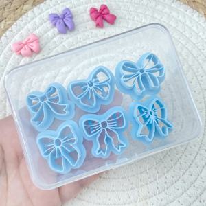TEMU 6개 짜리 리본 활 찰흙 커터 세트, 폴리머 찰흙 몰드 세트, DIY 쥬얼리 만들기, 공예 용품, 전원 공급 필요 없음