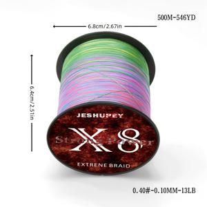 TEMU 500M/546YD 8줄 브레이드 초강력 낚시줄, 내마모성 PE 줄, 13LB-88LB 강도 옵션, 500M/546YD, 내구성 있는 폴리에틸렌 재질, 긴 거리 캐스팅에 이상적, 베이스 낚시줄