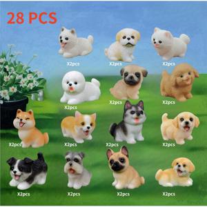TEMU 28pcs 귀여운 개 장식 - 수지 미니어처 개 조각품, 책상, 생일, 크리스마스, 부활절 케이크 장식, 자동차 및 정원 경관을 위한 사실적인 손그림 개, 야외 장식
