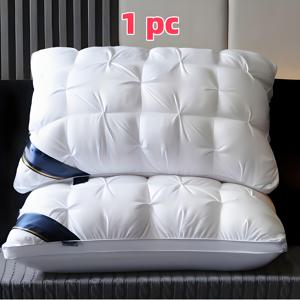 TEMU 5성급 호텔 품질의 베개, 19x29인치 - 600g 화이트 사틴, 지퍼 클로저가 있는 수면 베개, 기계 세척 가능한 폴리에스터 커버 및 채우기, 가정 및 여행에 완벽한 여행 베개|퀼팅 디자인|우아한 느낌, 베개에 적합한 베개|베개에 적합한 베개|베개커버