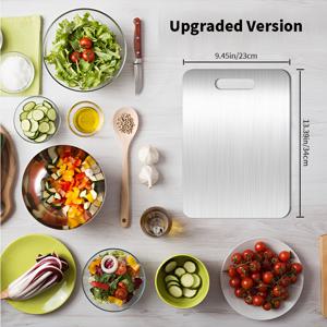 TEMU 1개 스테인리스 스틸 주방 도마, 양면, 식품 안전, 내구성 있는 금속 도마, 쉽게 세척 가능, 고기, 야채, 과일용, 가정 주방, 레스토랑, 야외 식사에 이상적