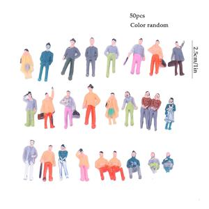TEMU 50개 미니어처 세트, 1:75 스케일 손그림 플라스틱 캐릭터 스태츄, 성인용 수집품으로 기차 공원 및 거리 씬 미니어처를 위한