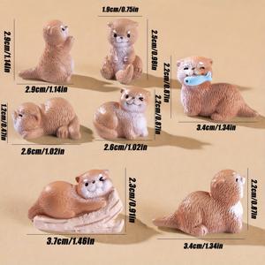 TEMU 7pcs 귀여운 여우 동물 조각 세트, 요정 정원 보나이 장식, 미니어처 풍경 모델 아쿠아리움 물 장면 장식품, 케이크 풍경 조각상