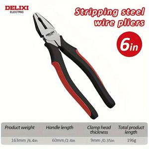 TEMU DELIXI ELECTRIC 전문 전기공용 니들노즈 플라이어 - 다기능, 산업용 와이어 스트리핑 도구, 산업 플라이어 | 인체공학적 디자인 | 헤비듀티 플라이어