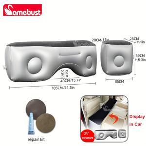 TEMU 자동차 뒷좌석용 에어 매트리스가 있는 CAMEBUST 휴대용 풍선 침대 - 블랙 3/4 구조, PVC 소재, 여행 및 가정용으로 이상적, SUV 및 세단 호환, 여행용 에어 매트리스