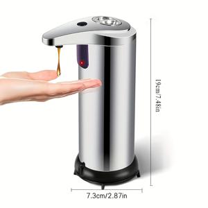 TEMU AMRIVER 스테인레스 스틸 샴푸 액체 기계 AD-02, 250ml, 적외선 인덕션, 손 기계, Bpa 무료, 204 스테인레스 스틸, 배터리 없음, 배터리 구동 (플러그 없음)