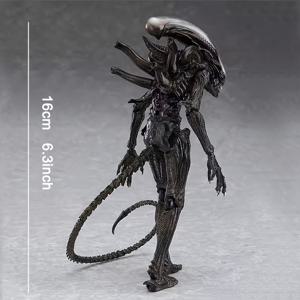 TEMU 블랙 PVC 외계인 관절 액션 피규어 - 디테일한 파충류 생물 수집용 인형, 진공 컵 베이스가 있는 디스플레이 및 공포 테마 장식용, 사이파이 피규어 | 파충류 디자인 | PVC 수집품, 외계인 장난감