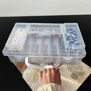 TEMU 8개 세트 투명 플라스틱 비즈 보관용기, 큰 용량으로 나일 아트, 귀걸이, DIY 공예, 비즈 및 씨앗을 위한 정리함, 독립된 개별 단위, 흰색