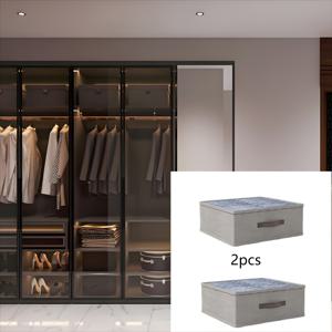 TEMU 2개 대형 접이식 수납 바구니 2칸 - 내구성 있는 부직포 옷 정리함, 24개 아이템 수용 가능, 휴대용 손잡이 포함, 침실 밑/옷장용, 세탁실 정리 및 보관, 중립 디자인, 가시적 구획 솔기