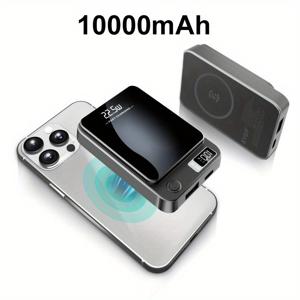 TEMU BYGP 10000mAh 자석 무선 휴대용 전원 은행 22.5W 고속 충전 - LED 디스플레이, 리튬 폴리머 배터리, 유니버설 USB Type-C 충전기, iPhone 16/15 Pro/14 Max/13/12, 야외 비상 백업 전원, 비상 전원 은행 | 현대 전원 은행 | 컴팩트 전원 은행|보조배터리|C타입충전기|보조배터리20000