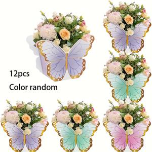TEMU 12pcs 세트의 우아한 나비 선물 상자, 꽃 장식 포함 - 결혼식, 생일, 차례, 특별한 기회에 적합 (랜덤 색상) - 센터피스 및 파티 장식, 결혼식 선물 상자|나비 장식|종이 선물 상자, 나비 장식
