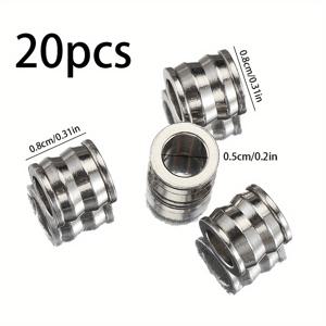 TEMU MINGXUAN 20pcs 스테인레스 스틸 장식 비즈, 304 재질, DIY 팔찌 목걸이 보석 액세서리용 큰 구멍 패ンデ트 비즈