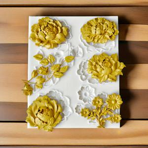 TEMU 장미 모란 실리콘 레진 공예 제작 몰드, DIY 꽃 덩굴 생일 케이크 가장자리 장식 베이킹 도구, 3D 꽃 클러스터 퐁당 캔디 초콜릿 케이크 장식 몰드, 아이스 캔디 클레이 몰드, 주방 용품