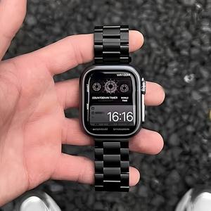 TEMU 새로운 세 구슬 스테인리스 스틸 팔찌 시리즈 창의적인 디자인, 애플 워치 스트랩에 적합 40mm, 38mm, 41mm, 42mm, 44mm, 45mm, 49mm, 스마트워치 액세서리, 애플 워치 10 6 5 4 3 2 1 se UItra 시리즈 호환, 작고 고급스러운 비즈니스 스타일 스트랩 액세서리
