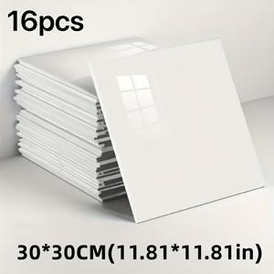 TEMU 8pcs/16pcs 현대 화이트 대리석 비닐 타일 스티커 - 자체 접착, 방수 및 오일 방지, 쉽게 적용할 수 있는 필름과 스티커를 사용하는 자석 타일, 11.8x11.8 인치 광택 있는 표면, 세척 가능한 비닐 데칼, 주방, 욕실, 거실, 침실, 벽난로 세라믹 바닥, 타일 스티커 방수