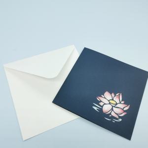 TEMU 연꽃 팝업 카드 1장과 봉투, 중국 스타일의 고전적인 잎과 꽃 생일 축하 카드, 창의적인 종이 조각 장식, 친구를 위한 감사 카드