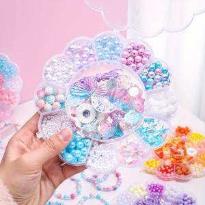 TEMU DIY 팔찌 목걸이 반지 귀걸이 캔디 쥬얼리 만들기용 13구획 심포니 참 아크릴 비즈 세트 - 생일 선물용 비딩 키트