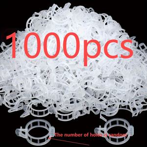 TEMU 1000/800/600/400/200/개 정원 그리드 클립, 등반 채소와 꽃을 위한 특화된 식물 지지 도구 - 포도 식물 바인딩, 오이, 멸치용 내구성 있는 플라스틱 토마토 클립 - 1인치 내부 지름의 흰색 식물 묶음