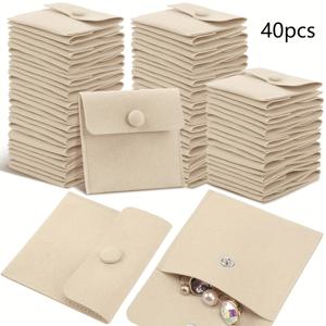 TEMU 40/80개 마이크로화이버 주얼리 파우치 7x7cm, 주얼리 포장 가방 럭셔리 작은 선물 봉투 분할 버튼이 있는 마이크로화이버 백 팔찌 목걸이 포장용, 크리스마스, 추수감사절, 발렌타인데이와 같은 축하 행사에 적합, 크리스마스로 가장 좋고 추수감사절에도 완벽함