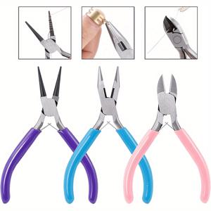 TEMU 3개 쥬얼리 플라이어 세트, 금속 손잡이 쥬얼리 제작 및 수리 도구, 침 팁, 체인 팁, 둥근 팁 플라이어, 와이어 커터, 와이어 래핑, 공예, 비즈 공급품 포함