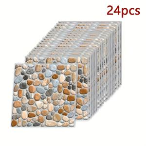 TEMU 6개/24개/48개의 대리석 3D 타일 벽 스티커, 홈 침실, 주방, 욕실용, 아름다운, 얼룩 방지, 방수 기능, 쉬운 설치