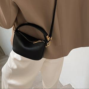 TEMU 여성용 크로스바디 백 - 레트로 핸드백 조절 가능한 스트랩, 골든톤 하드웨어 및 지퍼 클로저, 살구색/흰색/검정, 캐주얼 및 정장 행사에 다용도|미니크로스백